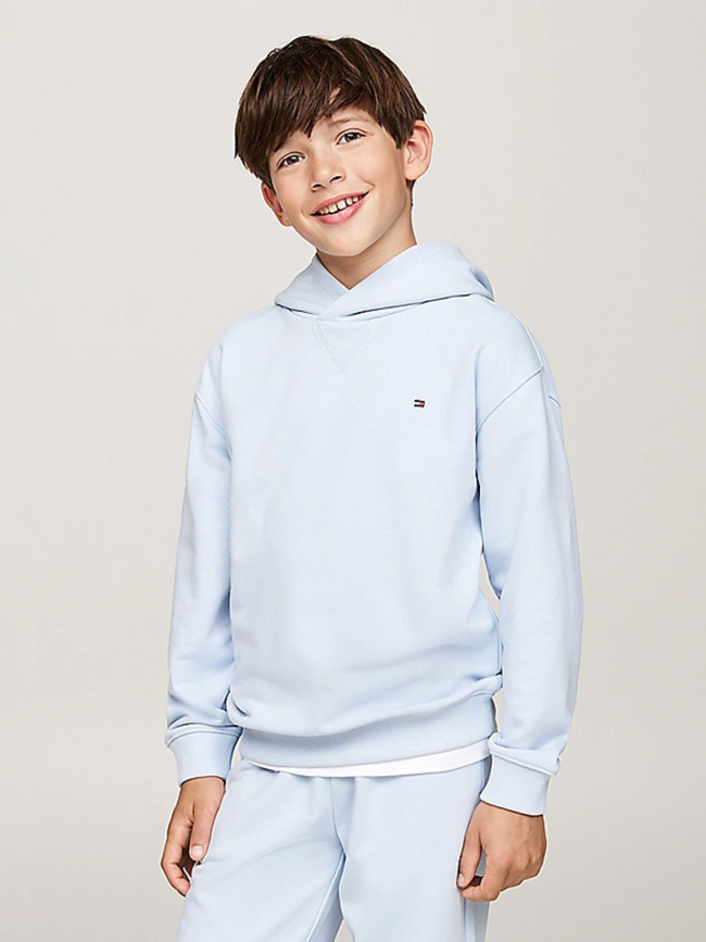 Sweat à capuche logo brodé bleu ciel enfant - Tommy hilfiger