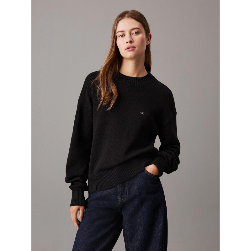 Pull monogram noir femme - Calvin Klein Jeans