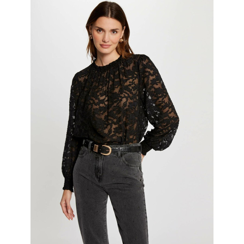 Blouse dentelle ojour noir femme - Morgan