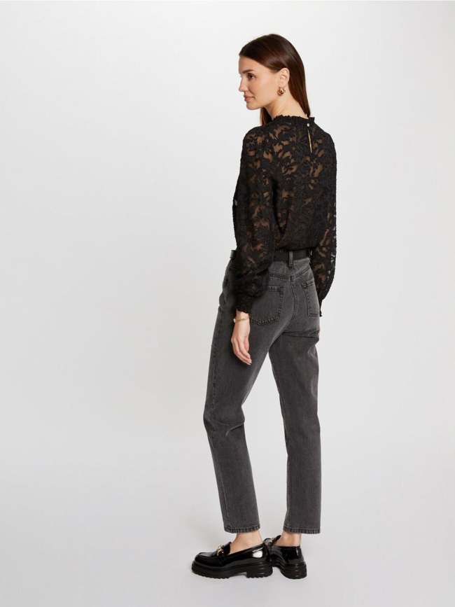 Blouse dentelle ojour noir femme - Morgan