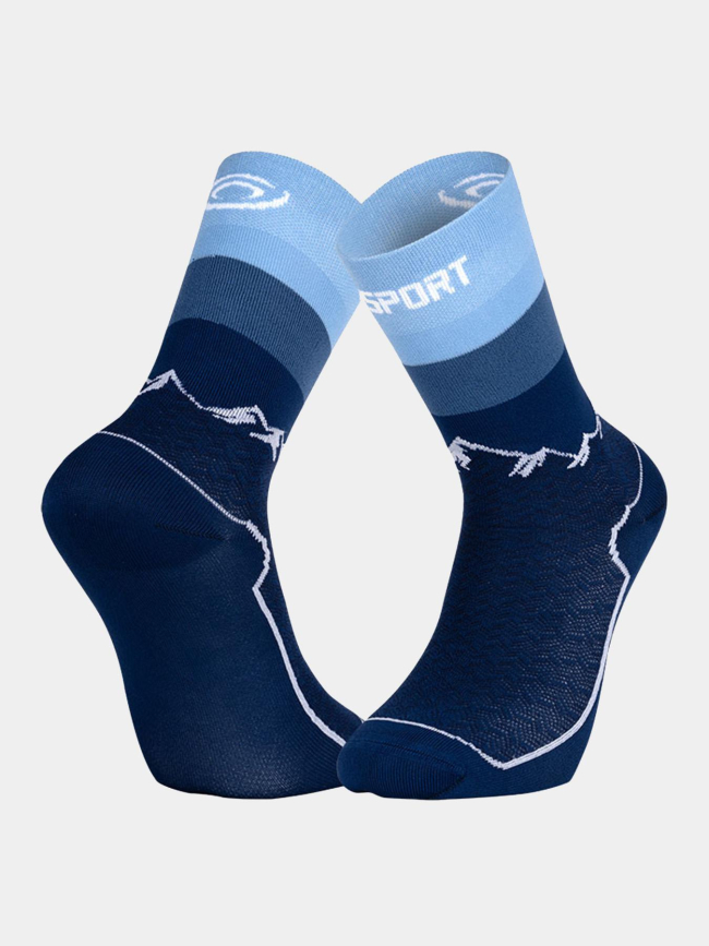 Paire de chaussettes randonnée double gr haute bleu - BV Sport