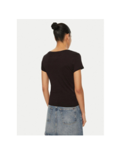 T-shirt col v slim uni noir femme - Tommy Jeans