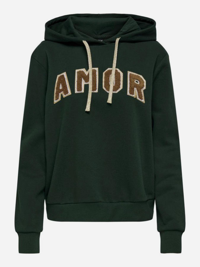 Sweat à capuche onldawnie vert femme - Only