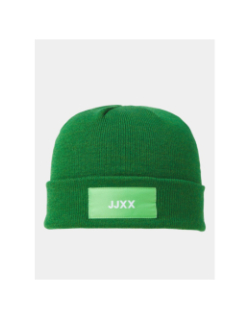 Bonnet basic logo etiquette vert femme - Jjxx