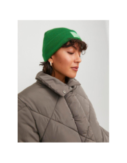 Bonnet basic logo etiquette vert femme - Jjxx