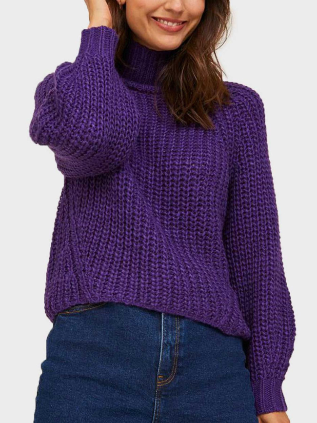 Pull crop col montant kelvy violet femme - Jjxx