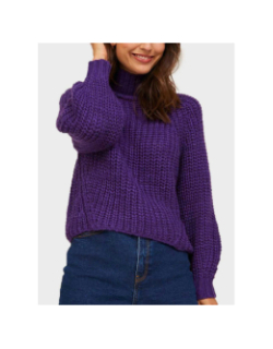 Pull crop col montant kelvy violet femme - Jjxx