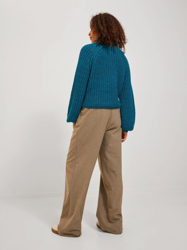 Pull crop col montant kelvy bleu femme - Jjxx