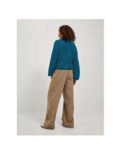 Pull crop col montant kelvy bleu femme - Jjxx