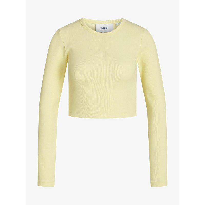 Top manches longues crop côtelé feline jaune femme - Jjxx