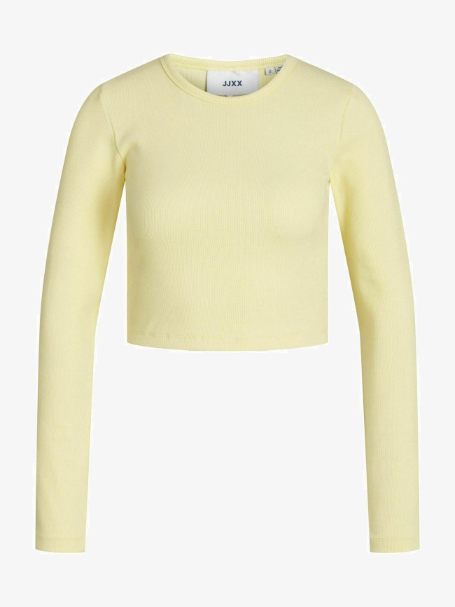 Top manches longues crop côtelé feline jaune femme - Jjxx