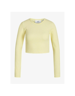 Top manches longues crop côtelé feline jaune femme - Jjxx