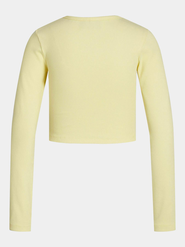 Top manches longues crop côtelé feline jaune femme - Jjxx