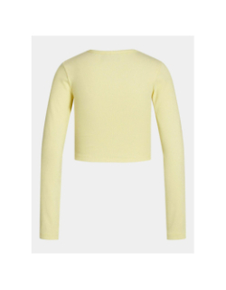 Top manches longues crop côtelé feline jaune femme - Jjxx