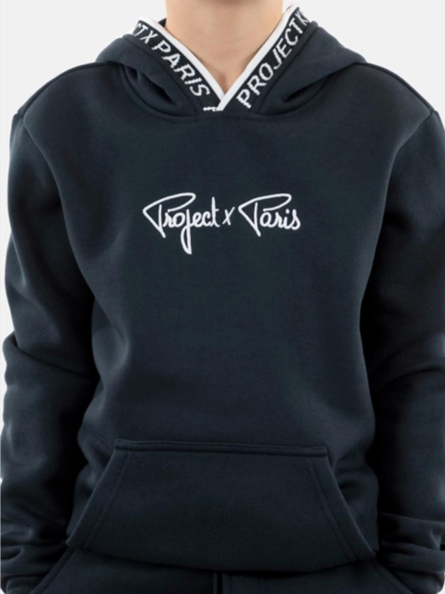 Sweat à capuche logo uni bleu marine enfant - Project X Paris