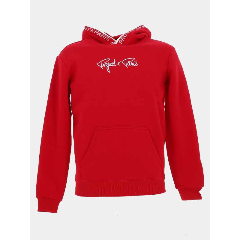 Sweat à capuche logo uni rouge enfant - Project X Paris