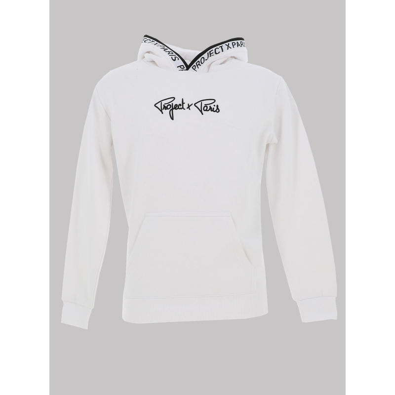 Sweat à capuche logo uni blanc enfant - Project X Paris
