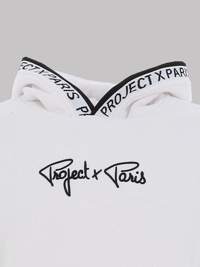 Sweat à capuche logo uni blanc enfant - Project X Paris