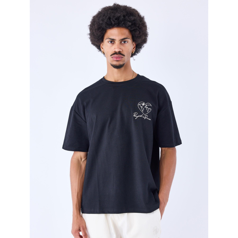 T-shirt motif coeur monde noir homme - Project X Paris