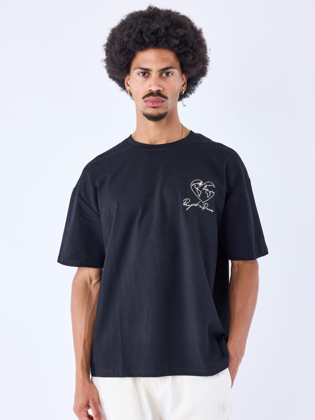 T-shirt motif coeur monde noir homme - Project X Paris