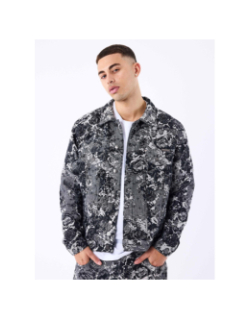 Veste en jean à motif abstrait gris - Project X Paris