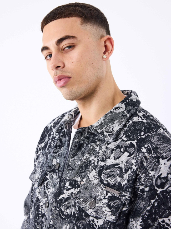 Veste en jean à motif abstrait gris - Project X Paris