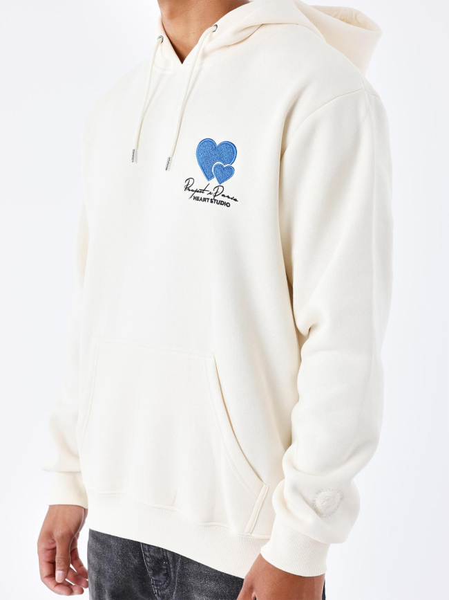 Sweat à capuche heart studio beige homme - Project X Paris