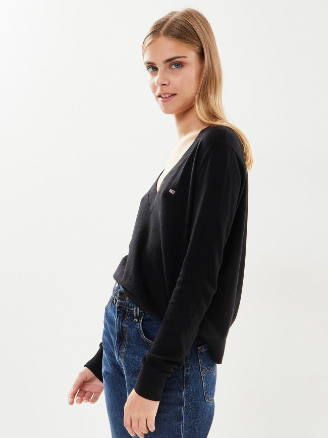 Pull col v essential noir femme - Tommy Jeans