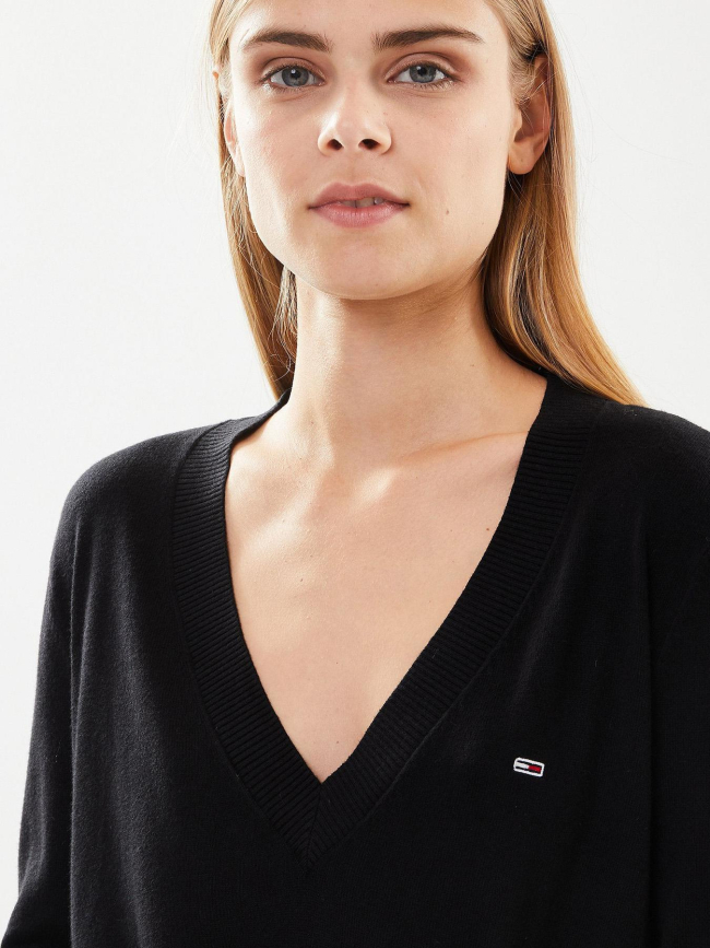 Pull col v essential noir femme - Tommy Jeans