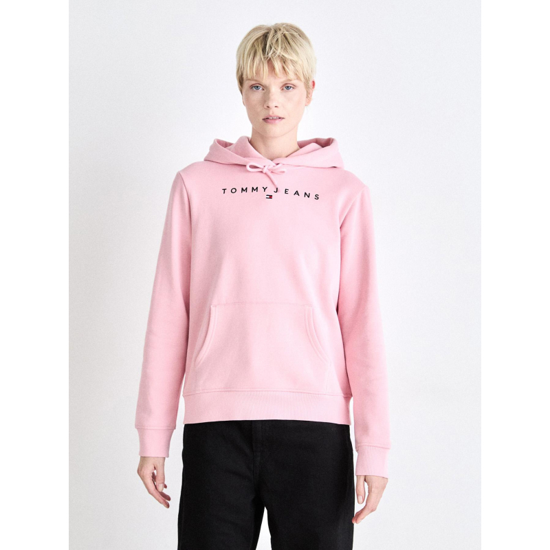 Sweat à capuche regular linear rose femme - Tommy Jeans