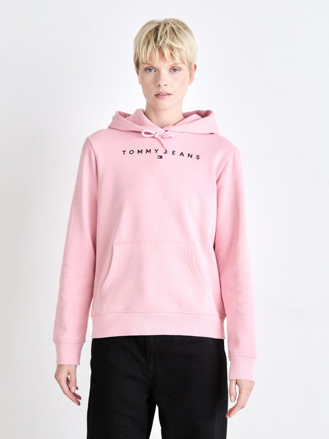 Sweat à capuche regular linear rose femme - Tommy Jeans