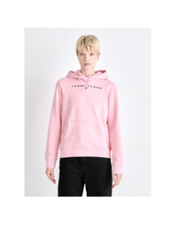 Sweat à capuche regular linear rose femme - Tommy Jeans