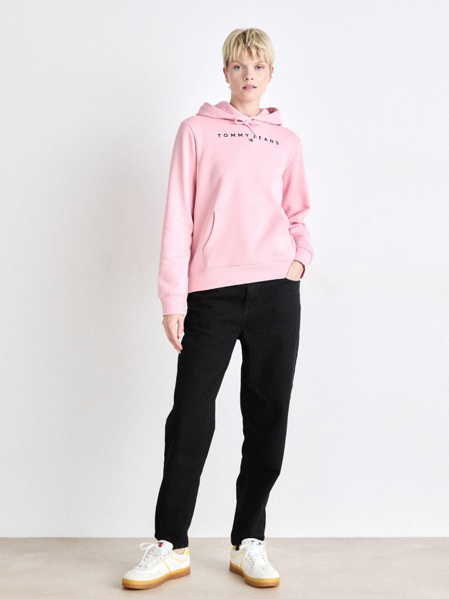 Sweat à capuche regular linear rose femme - Tommy Jeans