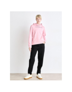 Sweat à capuche regular linear rose femme - Tommy Jeans