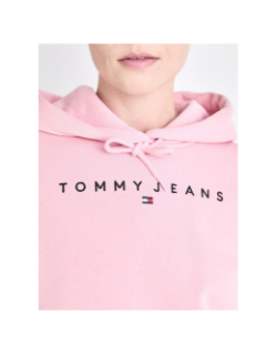 Sweat à capuche regular linear rose femme - Tommy Jeans