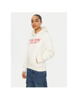 Sweat à capuche regular ess logo blanc femme - Tommy Jeans