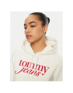 Sweat à capuche regular ess logo blanc femme - Tommy Jeans