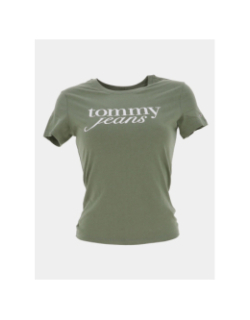 T-shirt slim essential logo kaki femme - Tommy Jeans