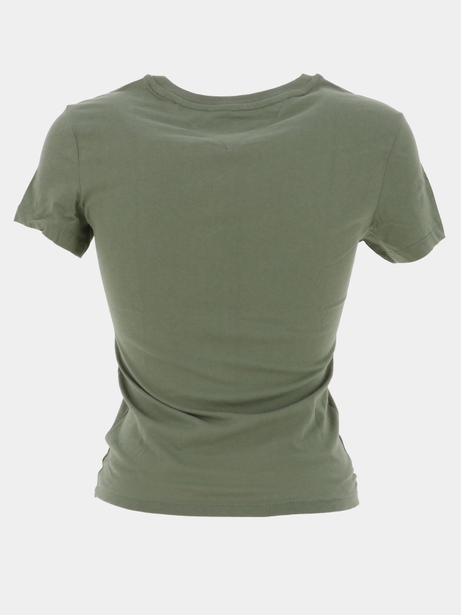 T-shirt slim essential logo kaki femme - Tommy Jeans