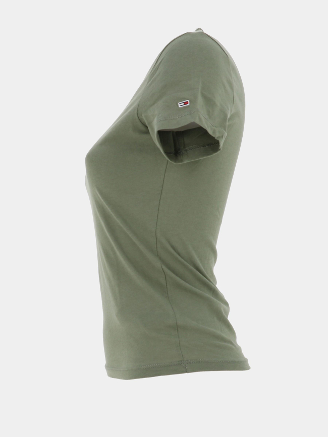 T-shirt slim essential logo kaki femme - Tommy Jeans