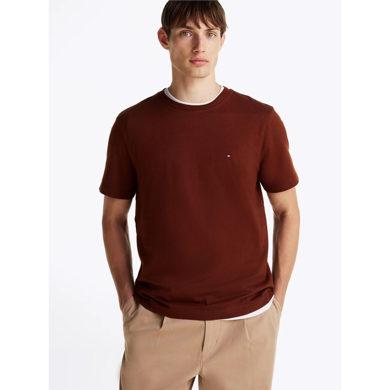 T-shirt regular fit uni logo marron homme - Tommy Hilfiger