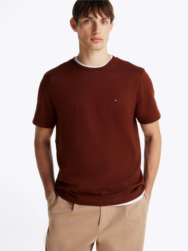 T-shirt regular fit uni logo marron homme - Tommy Hilfiger