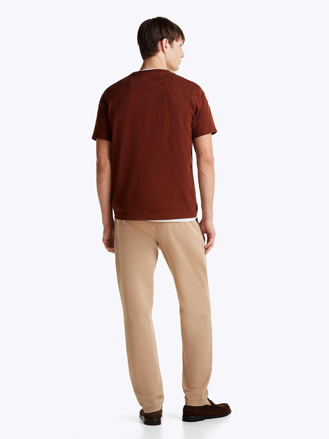 T-shirt regular fit uni logo marron homme - Tommy Hilfiger
