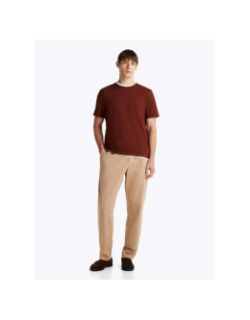 T-shirt regular fit uni logo marron homme - Tommy Hilfiger
