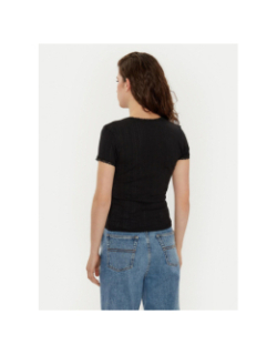 T-shirt ajouré slim pointelle noir femme - Tommy Jeans