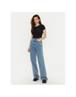 T-shirt ajouré slim pointelle noir femme - Tommy Jeans