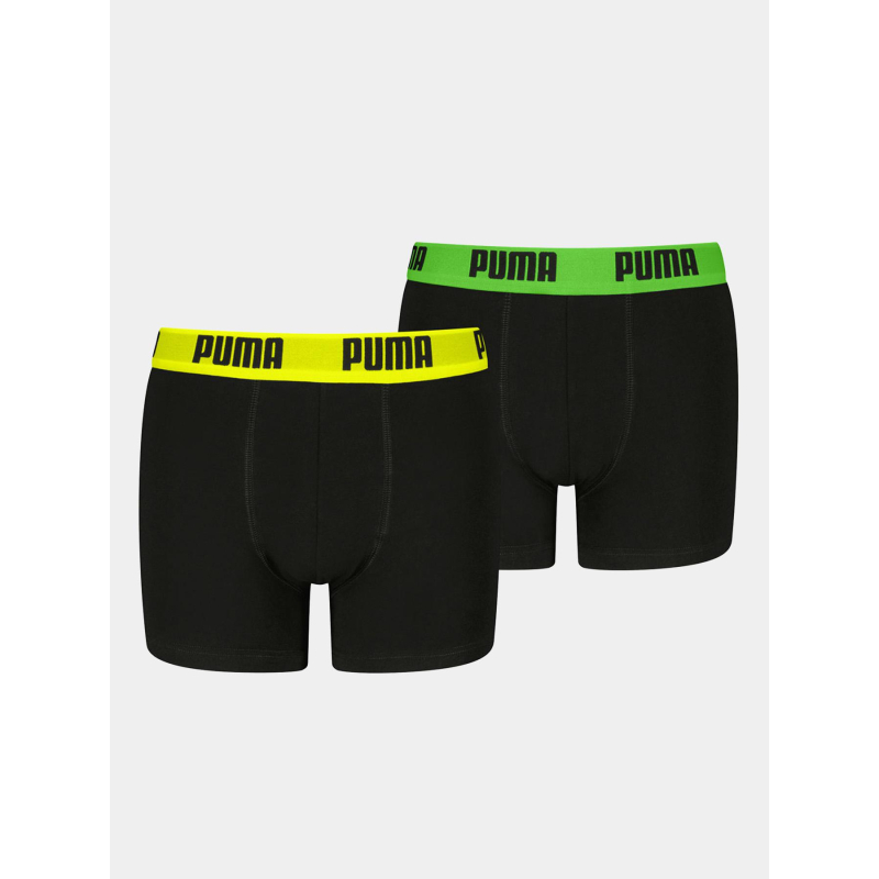 Pack de 2 boxers everyday basic noir et fluo garçon - Puma