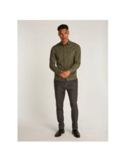 Chemise slim poplin stretch kaki homme - Calvin Klein