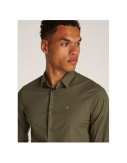 Chemise slim poplin stretch kaki homme - Calvin Klein