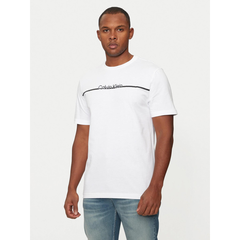 T-shirt split line logo blanc homme - Calvin Klein
